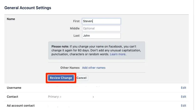 How To Change Your Name On Facebook